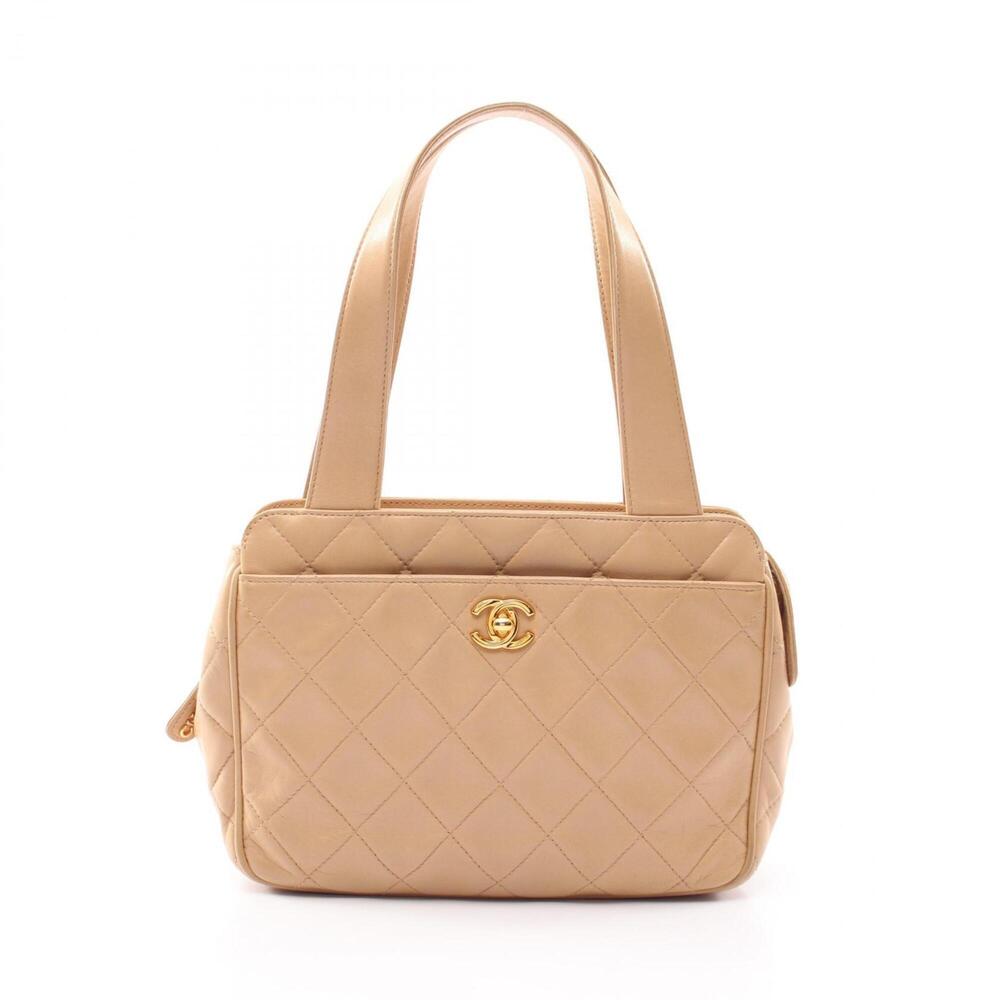 Chanel MatelassΓ© Handbag, Lambskin Leather, Women's, Beige